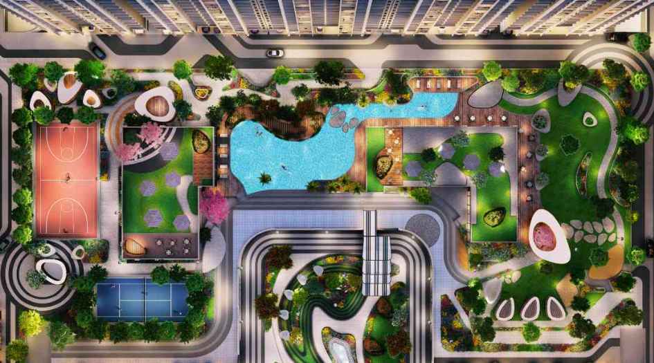 Dosti-Greenscape-Amenities-Top-View-Podium