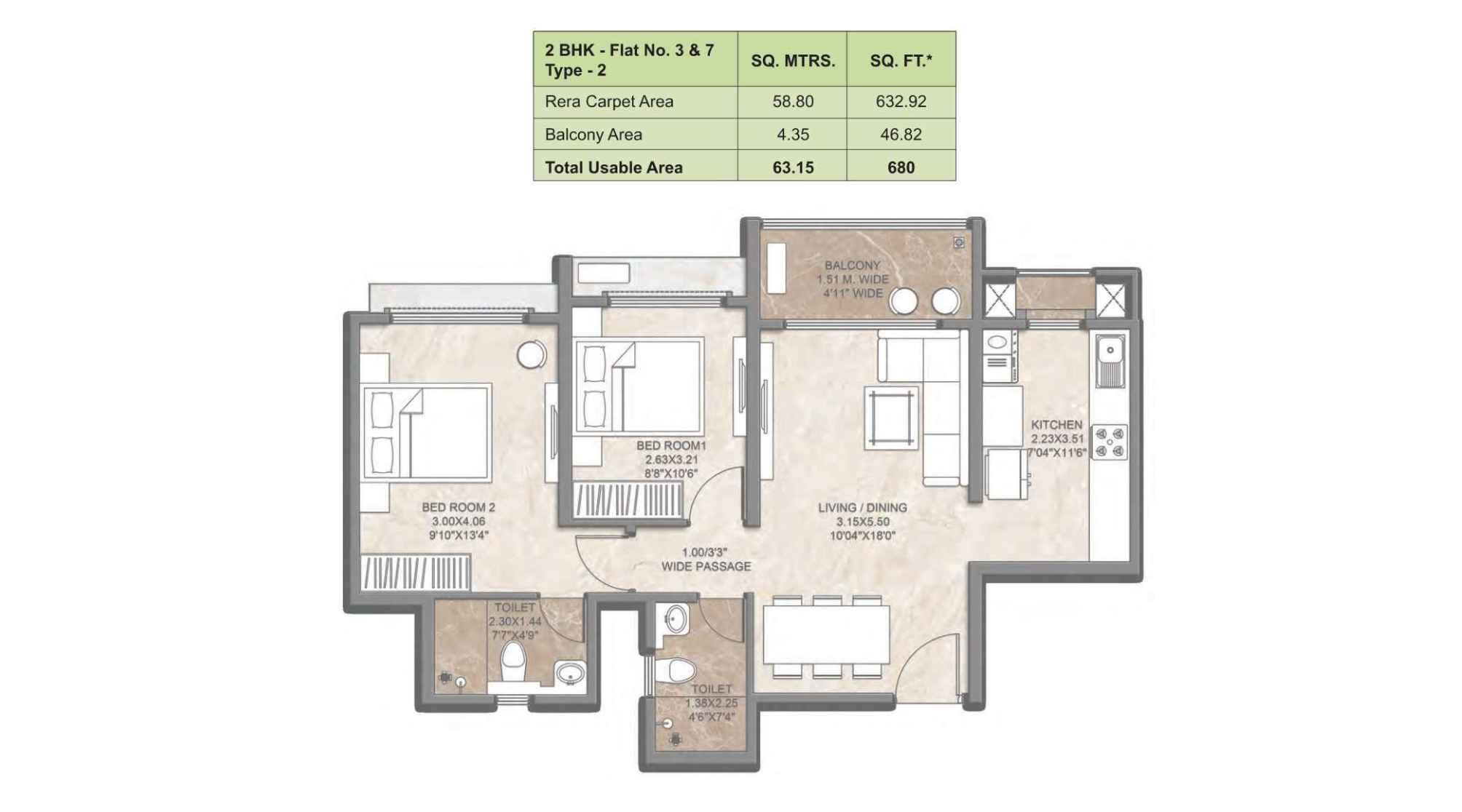 Dosti-Greenscape-Floor-Plan-Delta-Glade-2-BHK-680-Sqft