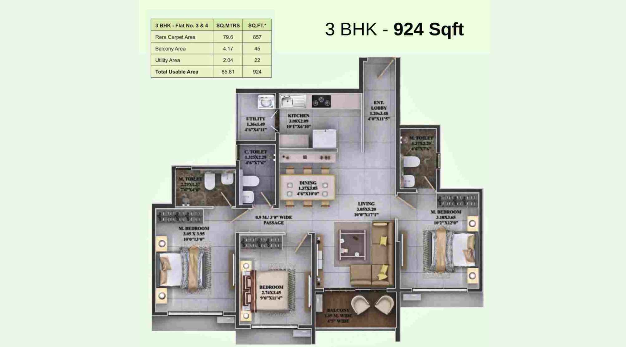 Dosti-Greenscape-Floor-Plan-Dosti-Cascade-D-Wing-3-BHK-924-Sqft