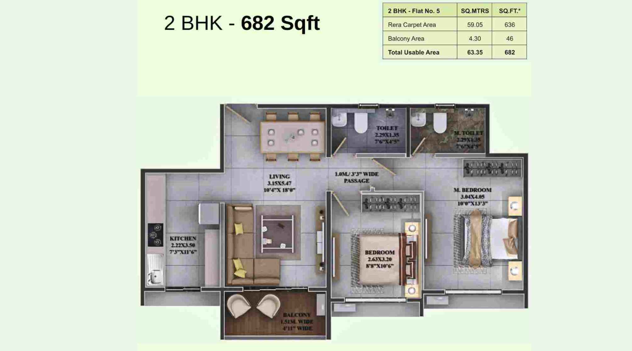 Dosti-Greenscape-Floor-Plan-Dosti-Horizon-Wing-A-&-B-2-BHK-682-Sqft