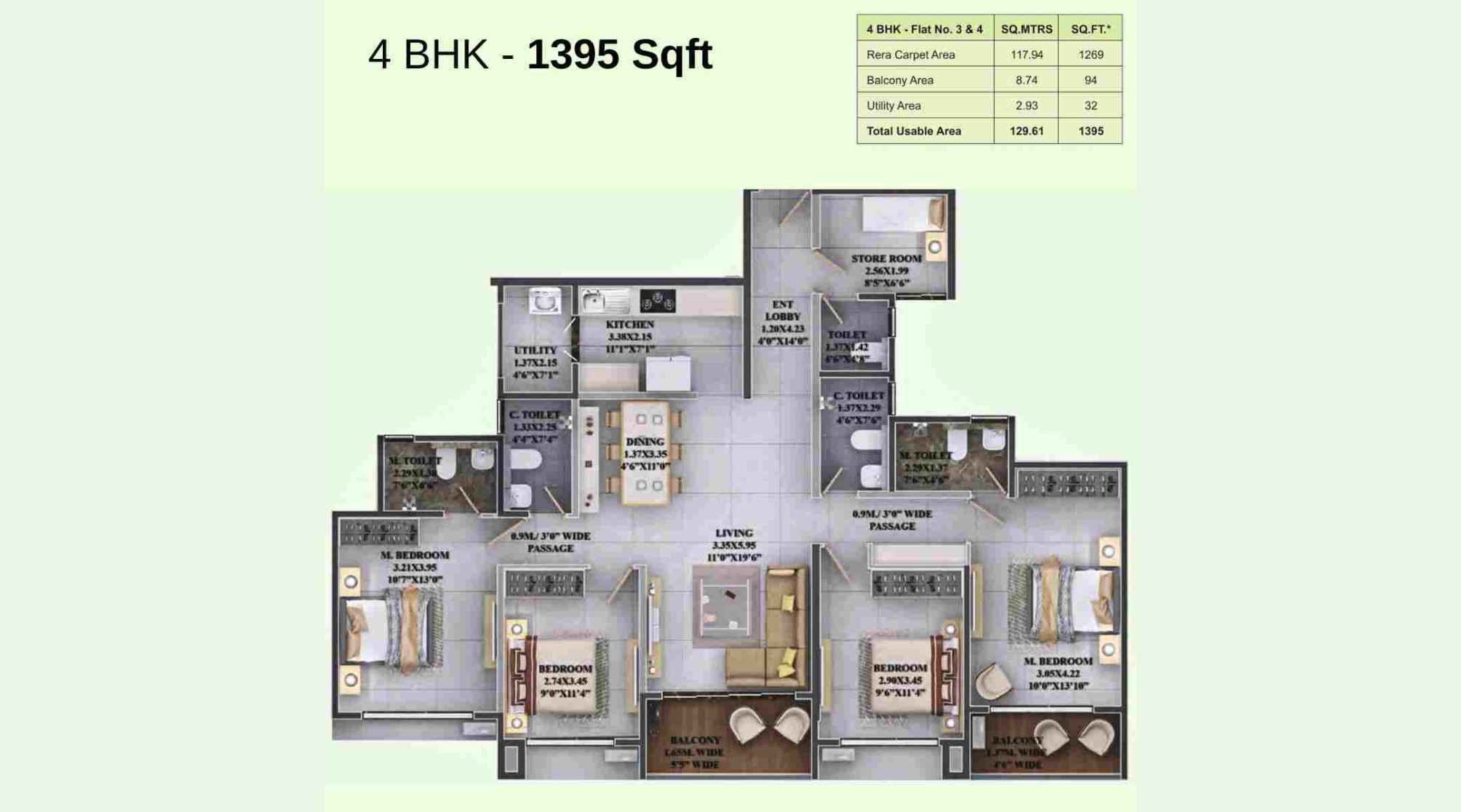 Dosti-Greenscape-Floor-Plan-Dosti-Summit-E-Wing-4-BHK-1395-Sqft