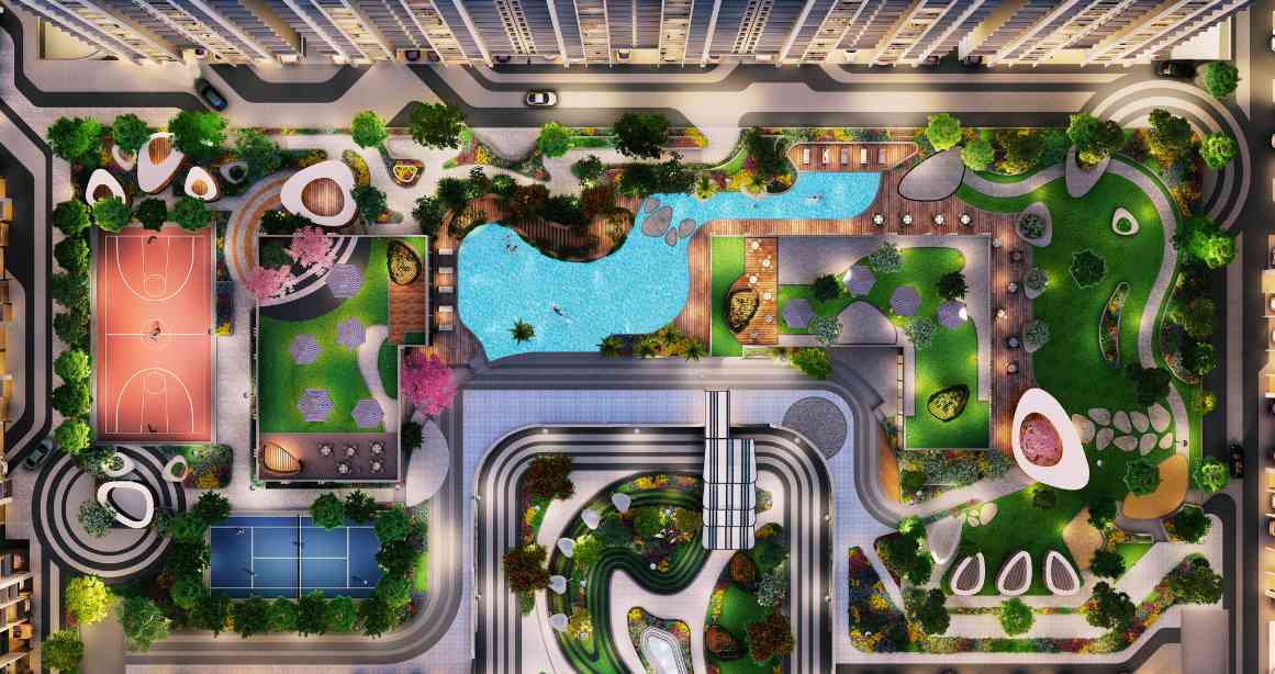 Dosti-Greenscape-Amenities-Top-View-Podium-Hadapsar-Pune