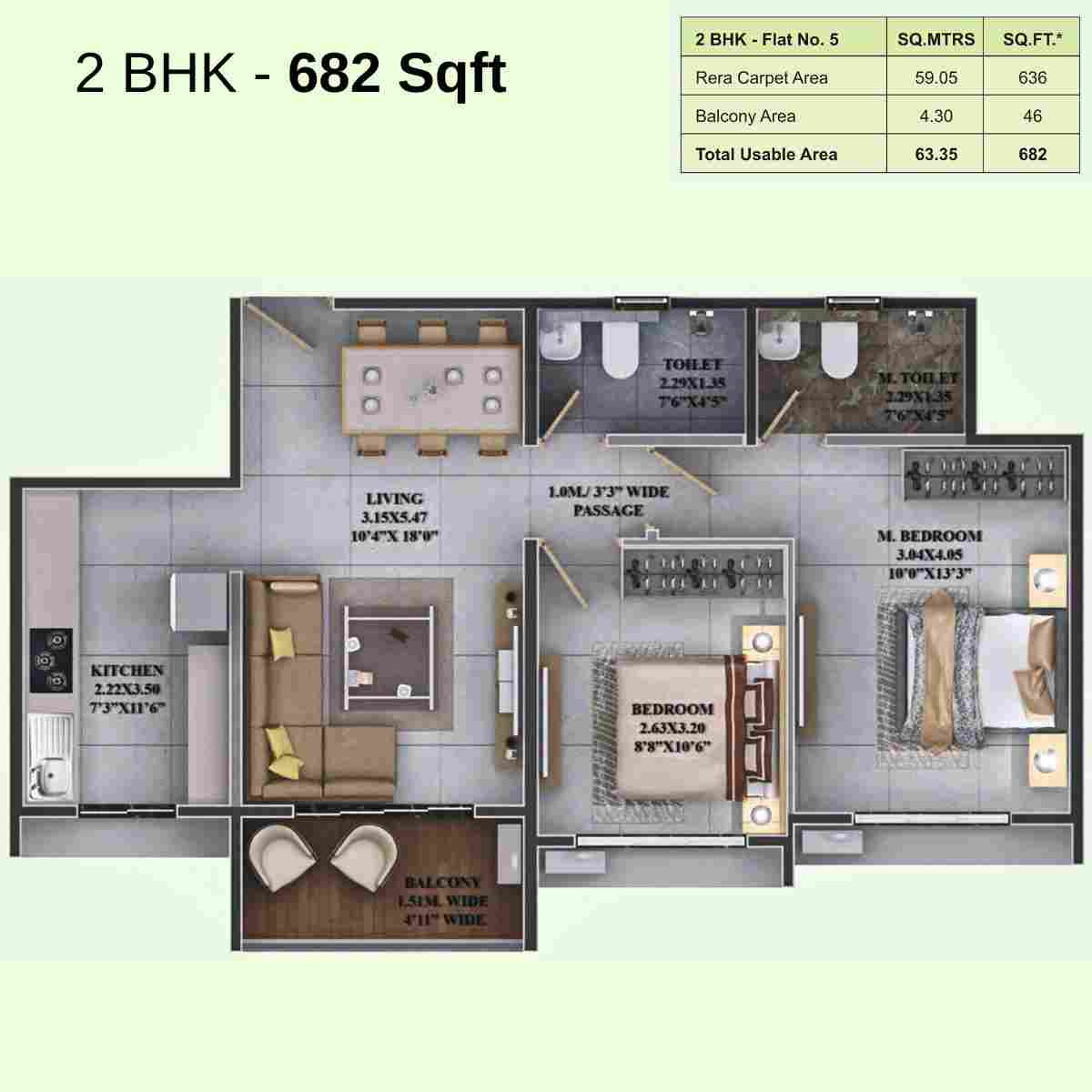 Dosti-Greenscape-Floor-Plan-Dosti-Horizon-Wing-A-&-B-2-BHK-682-Sqft