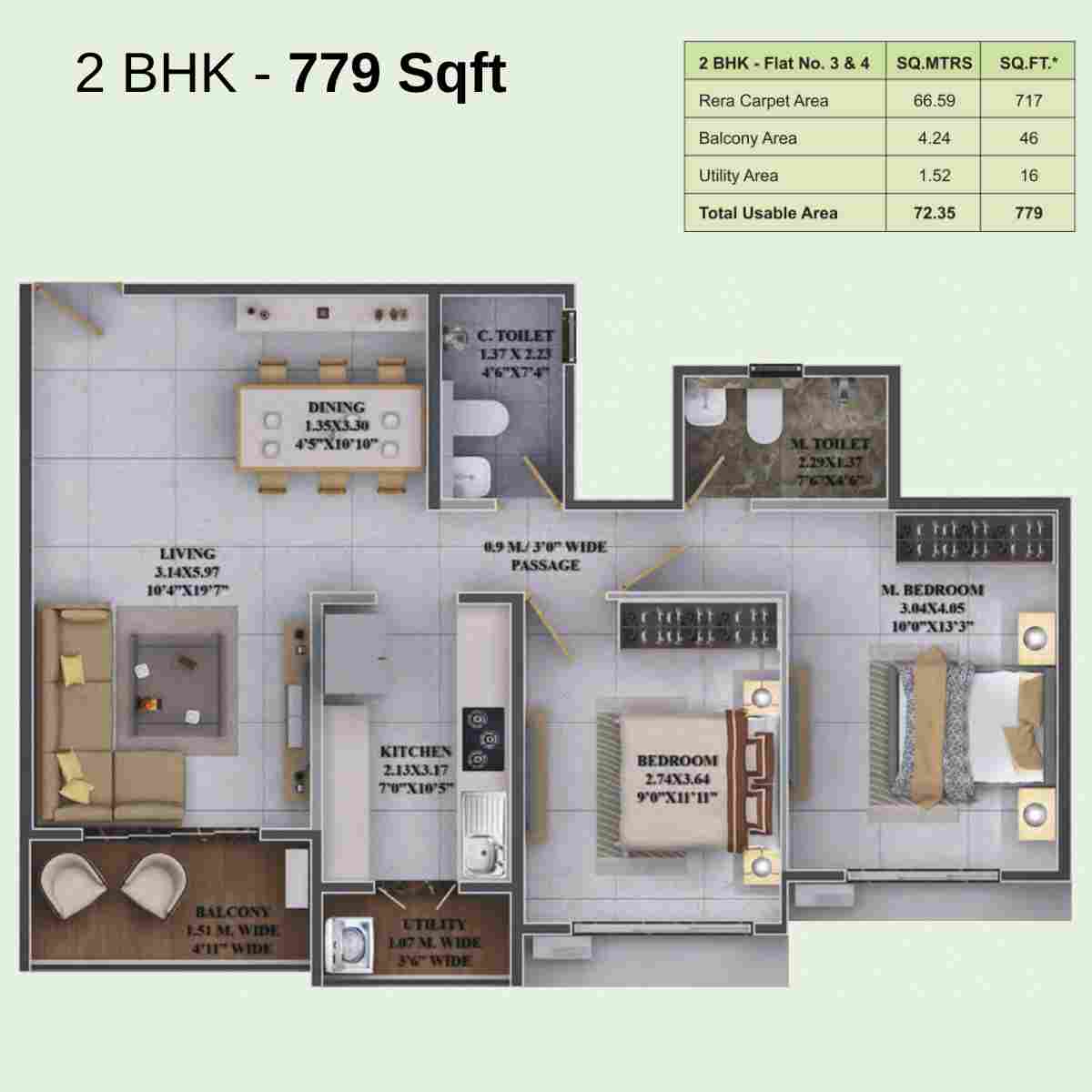 Dosti-Greenscape-Floor-Plan-Dosti-Horizon-Wing-A-B-2-BHK-779-Sqft