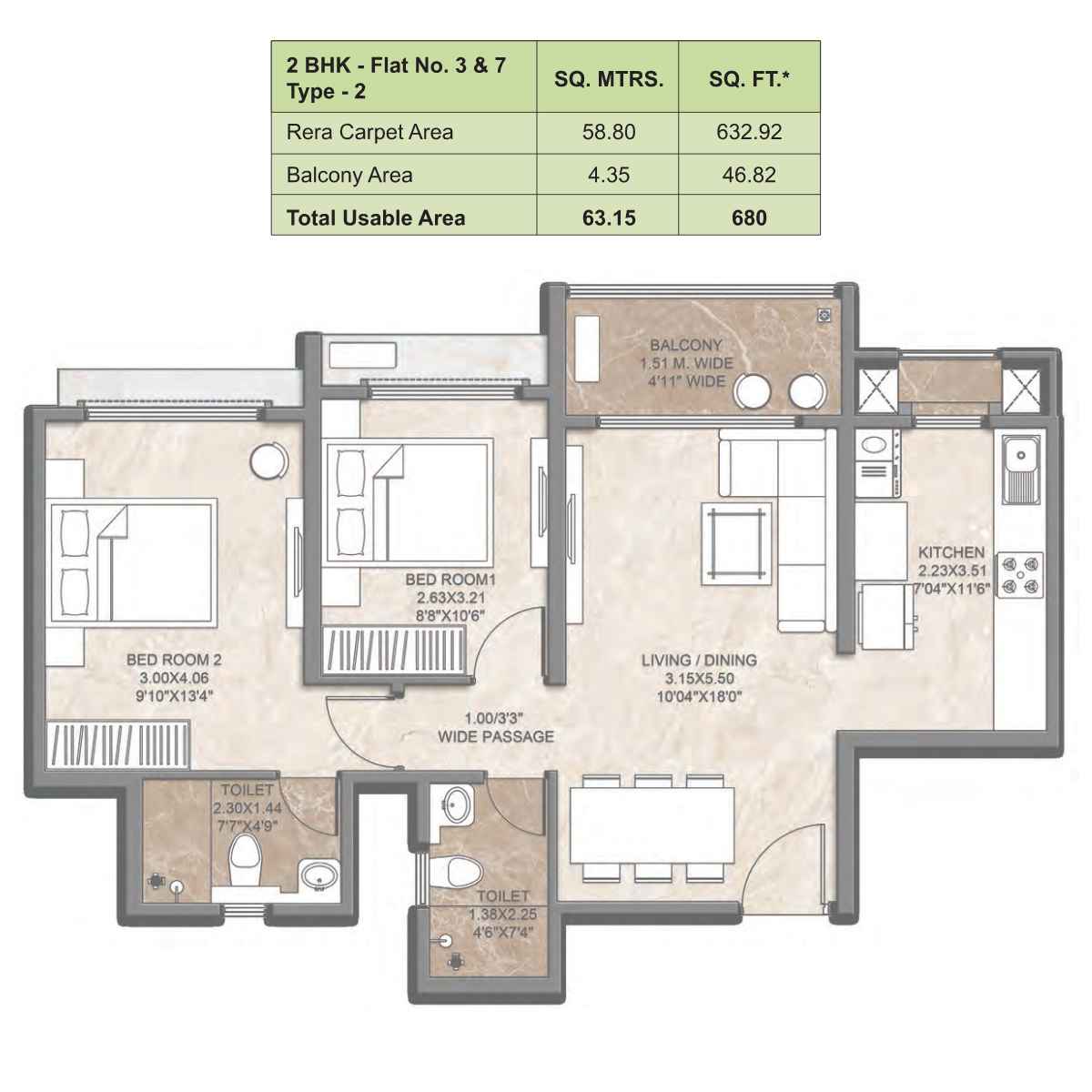 Dosti-Greenscape-Floor-Plan-Delta-Glade-2-BHK-680-Sqft